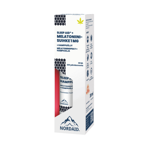 Nordaid Sleep Aid melatoniini 1 mg + hamppuöljy