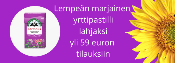 Carmolis Mustaherukka Yrttipastilli lahjaksi